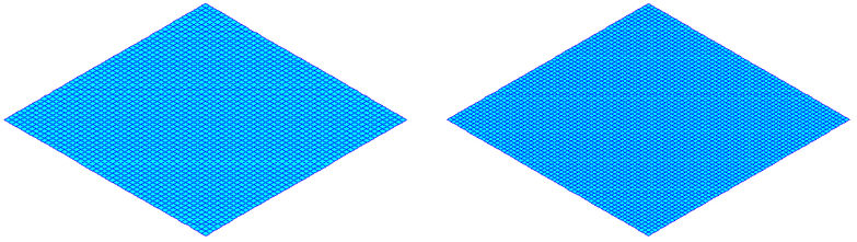 Mesh di 50x50 elementi (a sinistra) e mesh 60x60 (a destra)